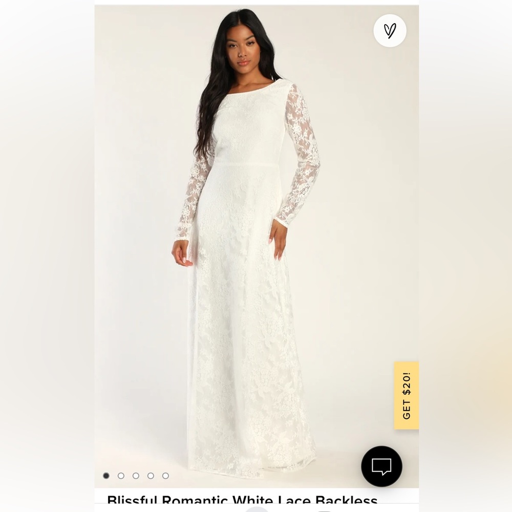 Blissful Romantic White Lace Backless Long Sleeve Maxi Dress
